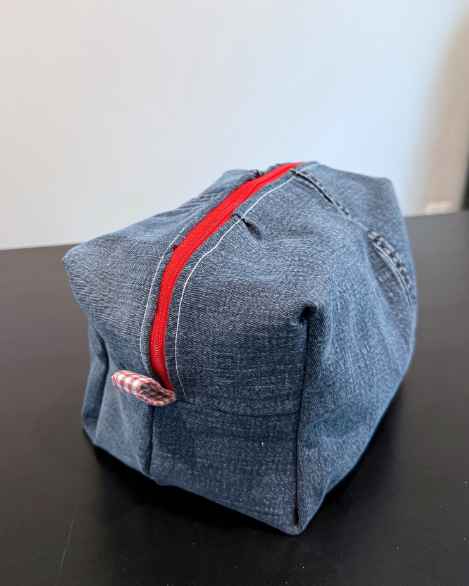 Prairie Plaid Denim Cosmetic Bag - Dark Denim