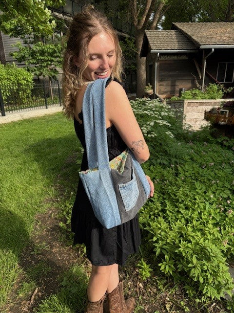 Floral Denim Tote